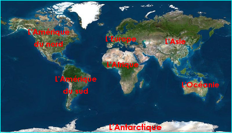 Planisphère avec les continents