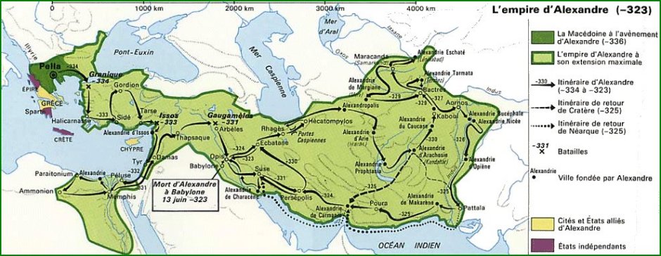 Carte de l'empire d'Alexandre le Grand