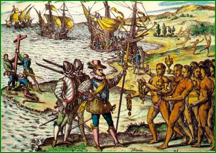 Christophe Colomb débarquant à Hispaniola le 12 octobre 1492