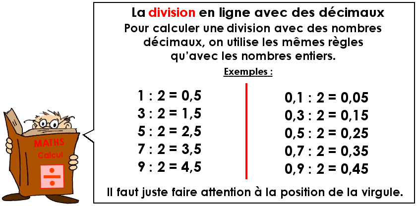 La division en ligne avec des nombres décimaux (1)