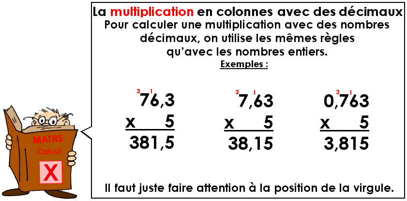 La multiplication en colonnes avec des nombres décimaux (1)