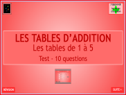 Calcul - Apprendre les tables d'addition (5)