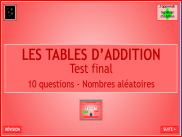 Calcul - Les tables d'addition : Questionnaire