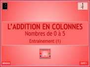 Calcul : L'addition en colonnes - Nombres de 0 à 5 (1)