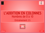 Calcul : L'addition en colonnes - Nombres de 0 à 10 (1)