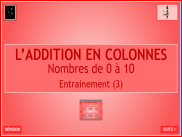 Calcul : L'addition en colonnes - Nombres de 0 à 10 (3)
