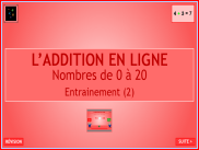 Calcul : L'addition en ligne - Nombres de 0 à 20 (2)