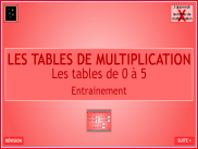 Les tables de multiplication de 0 à 5 (Entrainement)