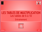 Les tables de multiplication de 6 à 10 (Entrainement)