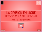 Calcul : La division en ligne - Questionnaire (1)