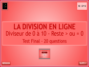 Calcul : La division en ligne - Questionnaire final