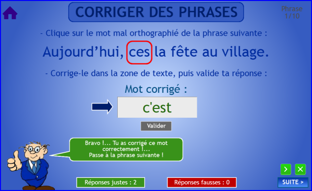 Orthographe : corriger des mots dans des phrases (1)