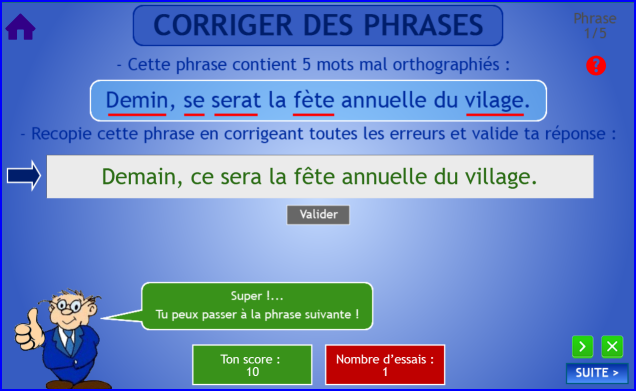 Orthographe : corriger des mots dans des phrases (2)