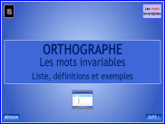 Orthographe - Les mots invariables (Liste)
