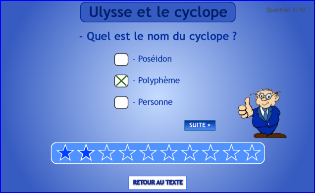 exemple de question sur le texte d'Ulysse et le cyclope