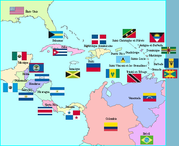 Amérique Centrale - Drapeaux et pays