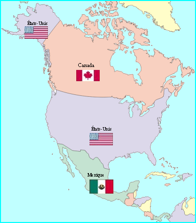 Amérique du Nord - Carte drapeaux