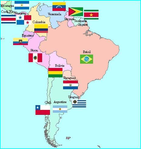 Amérique du Sud - Drapeaux et pays