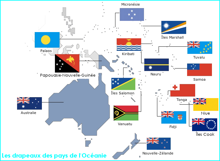 Océanie - Carte pays et drapeaux