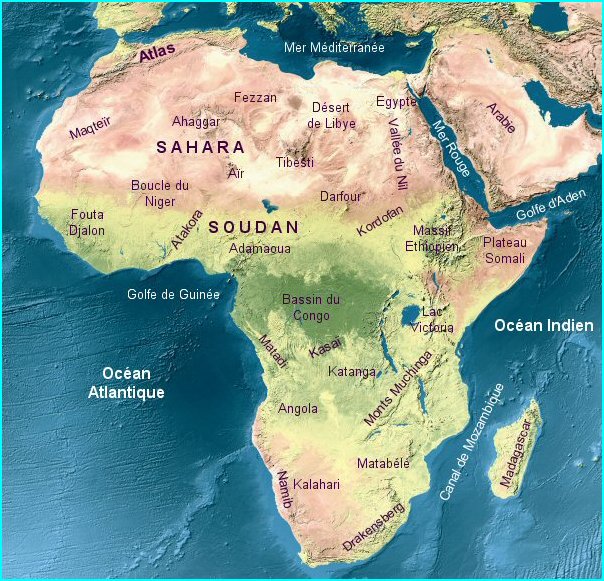 Afrique - Carte physique