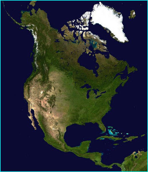 Amérique du Nord - Carte satellite