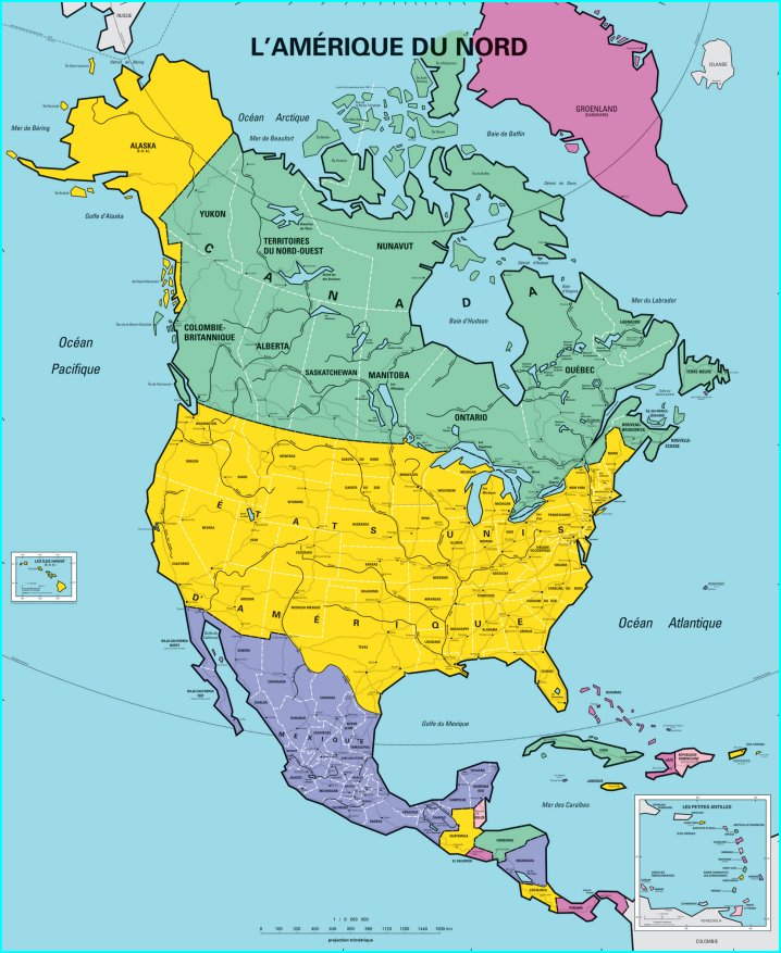 Amérique du Nord - Carte politique