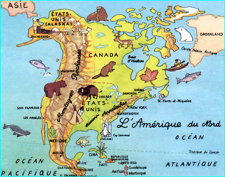 Amérique du Nord - Carte illustrée