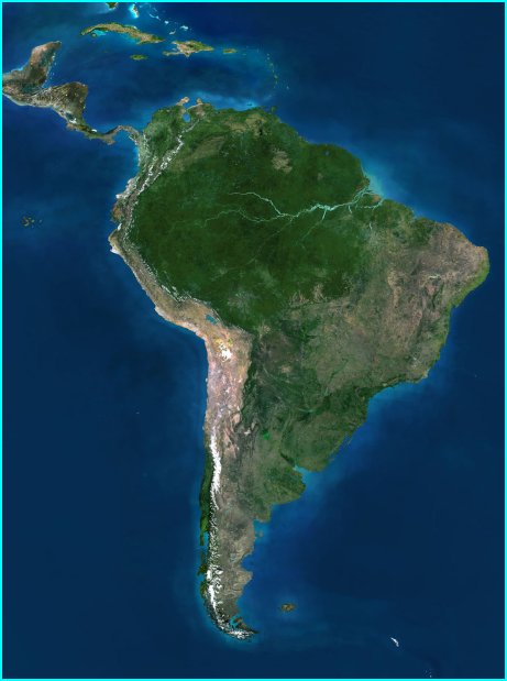 Amérique du Sud - Carte satellite