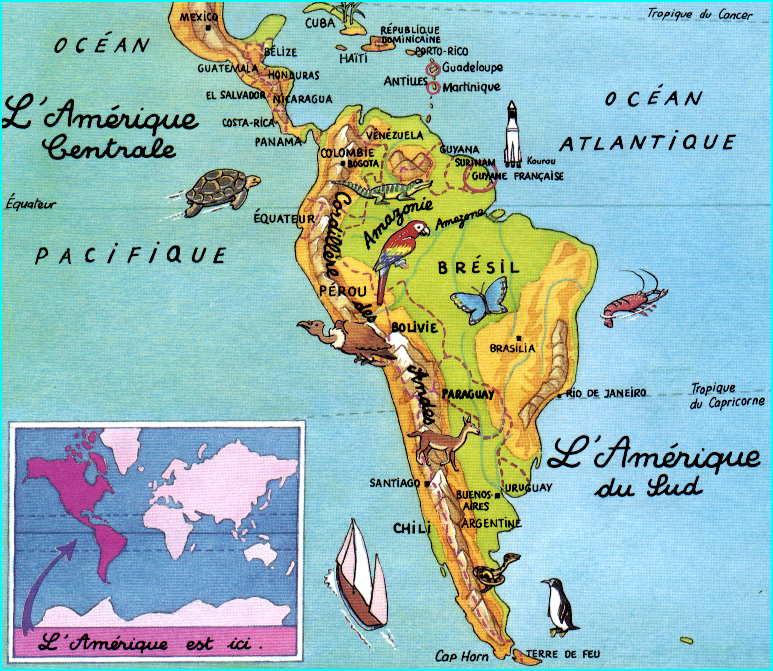 Amérique du Sud - Carte illustrée