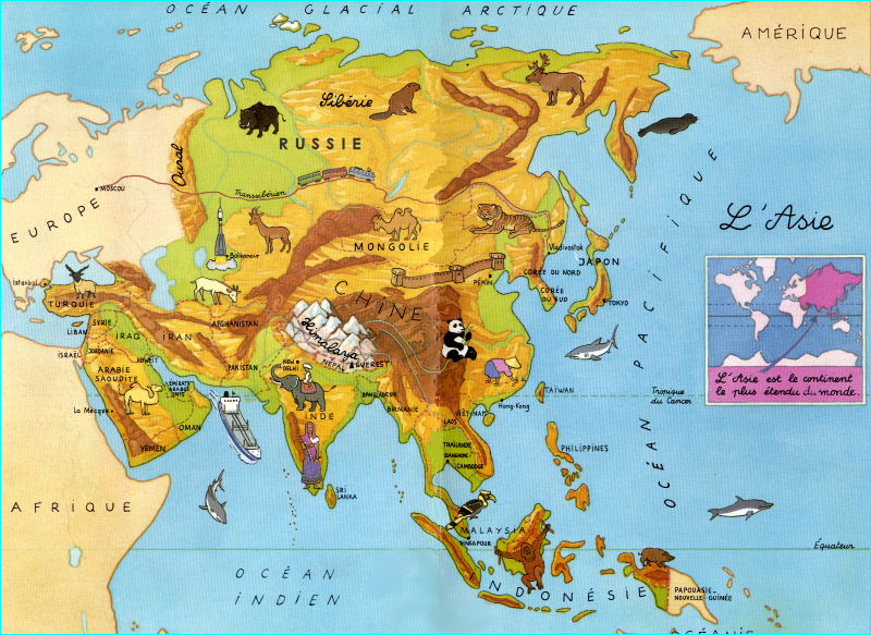 Asie - Carte illustrée