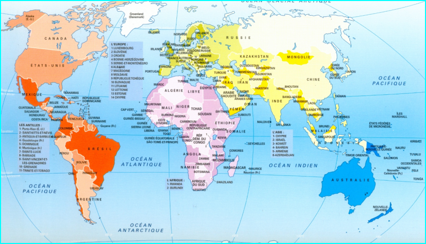 Planisphère moderne : Carte politique