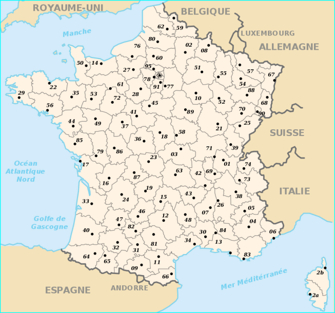 Carte des départements de la France