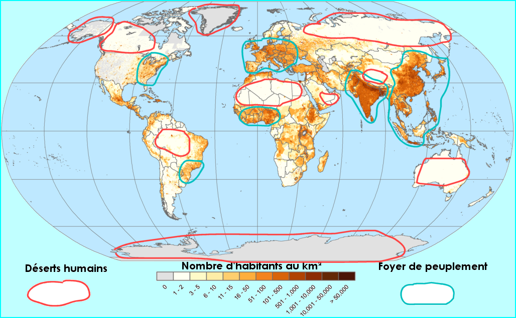 Carte de la Terre : la population