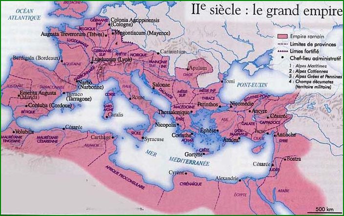 Carte de l'Empire romain à son apogée