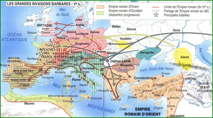 Les invasions barbares au 5ème siècle