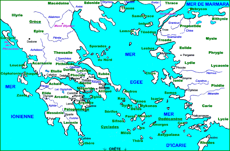 Carte de la Grècee Antique
