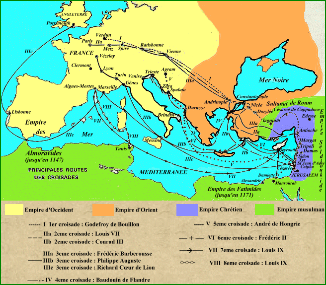 Carte des huit croisades