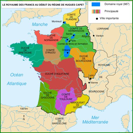 Le royaume des Francs en 987
