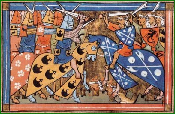 Louis VII, venu à l'aide du roi de Jérusalem Baudouin III contre les Sarrasins, en 1148