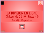 Calcul : La division en ligne - Test (2)