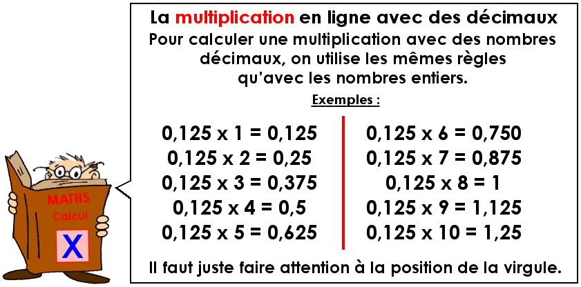 La multiplication en ligne avec des nombres décimaux (3)