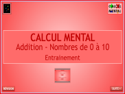 Calcul mental : Additions - Nombres de 0 à 10