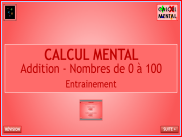 Calcul mental : Additions - Nombres de 0 à 100