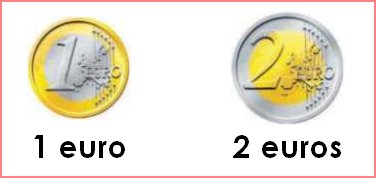 les pièces de 1 et 2 euros