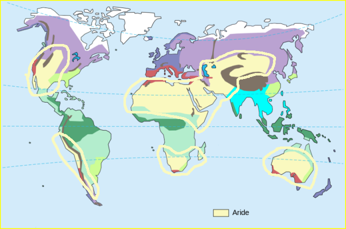 Carte du climat désertique