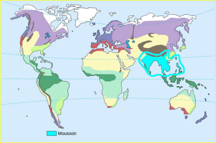 Carte du climat de mousson