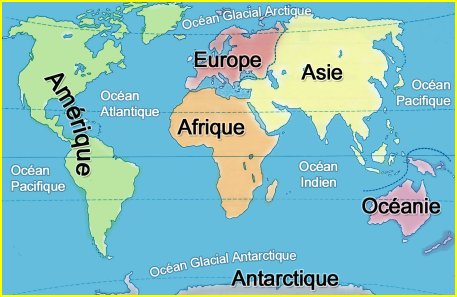 Les continents et les océans
